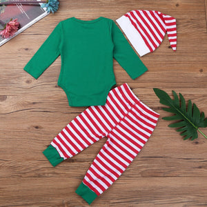 Baby Christmas Romper Pant Hat Outfits - Baby Bubble Store