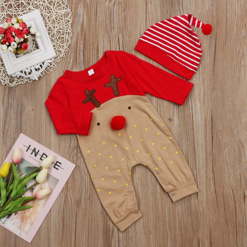 Baby Christmas Rompers And Hat - Baby Bubble Store