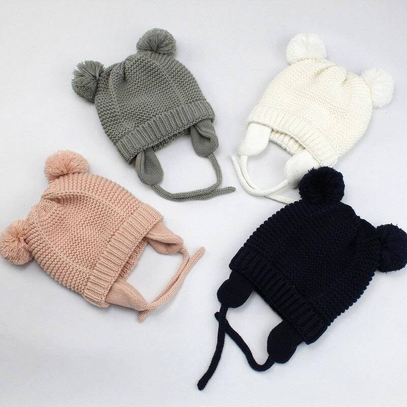 Baby Cotton Knitted Earflap Beanie Bonnet Cap - Baby Bubble Store