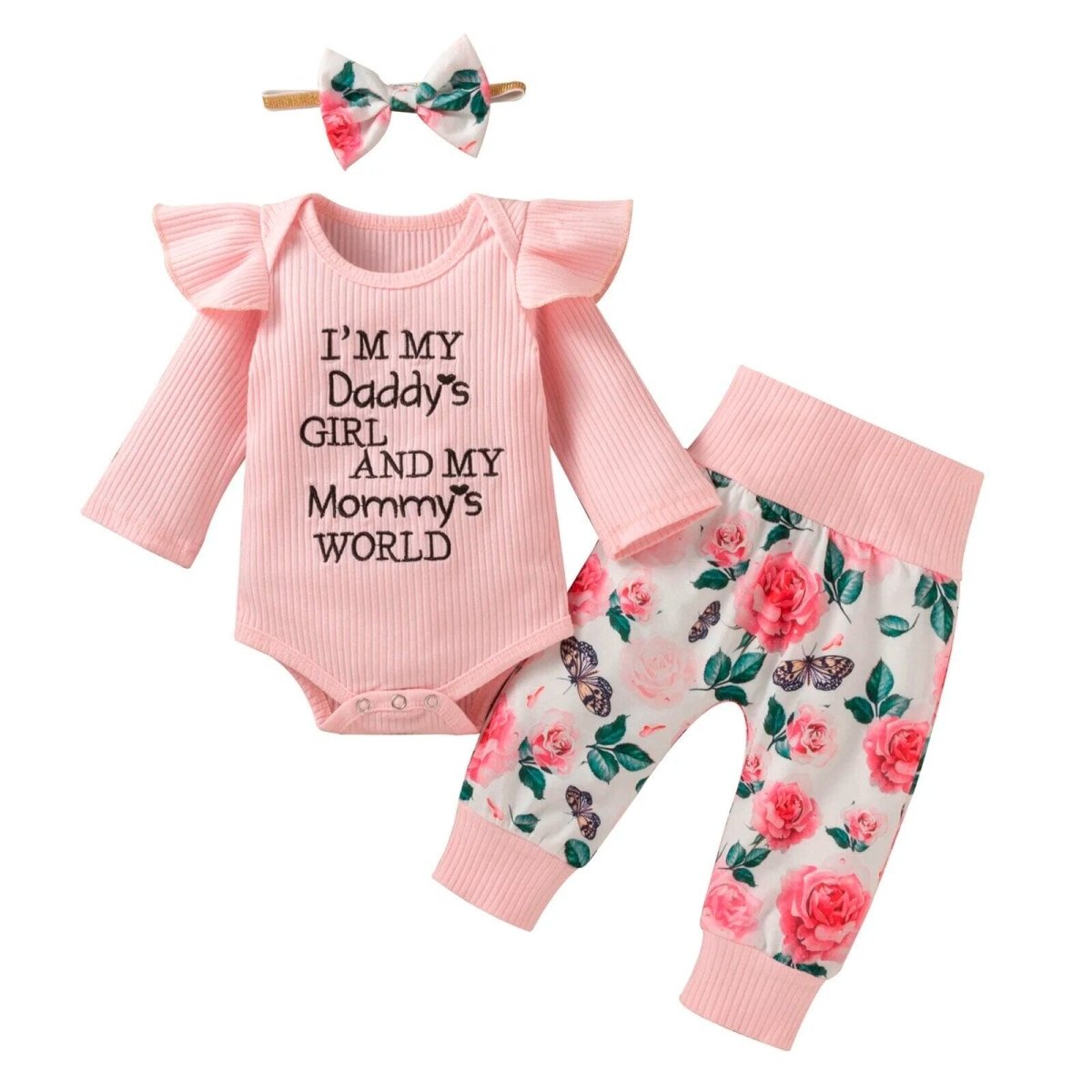 Baby Girl Floral Outfit 3 - piece set - Baby Bubble Store