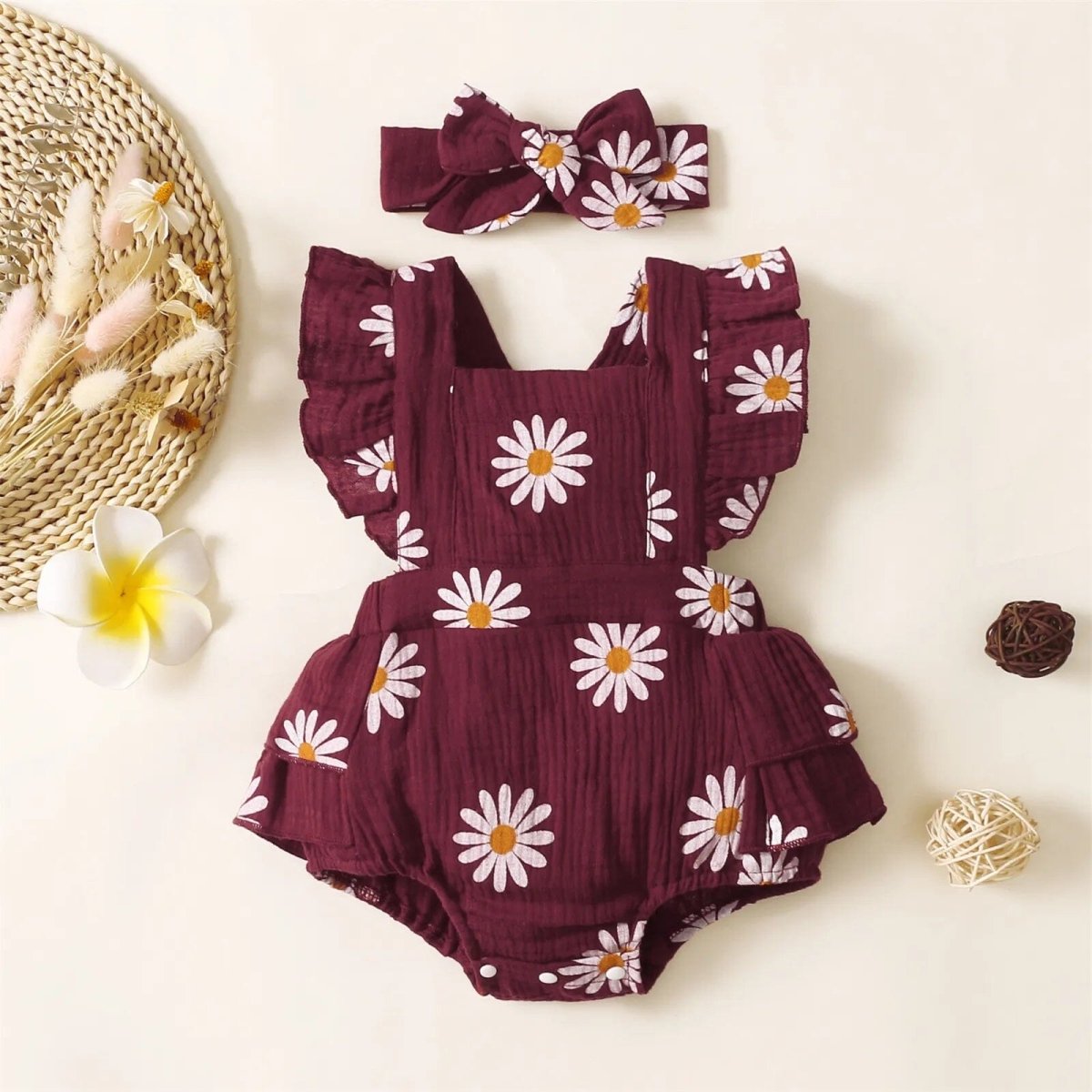 Baby Girl Flower Print Bodysuit - Baby Bubble Store