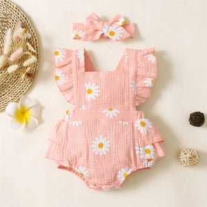 Baby Girl Flower Print Bodysuit - Baby Bubble Store