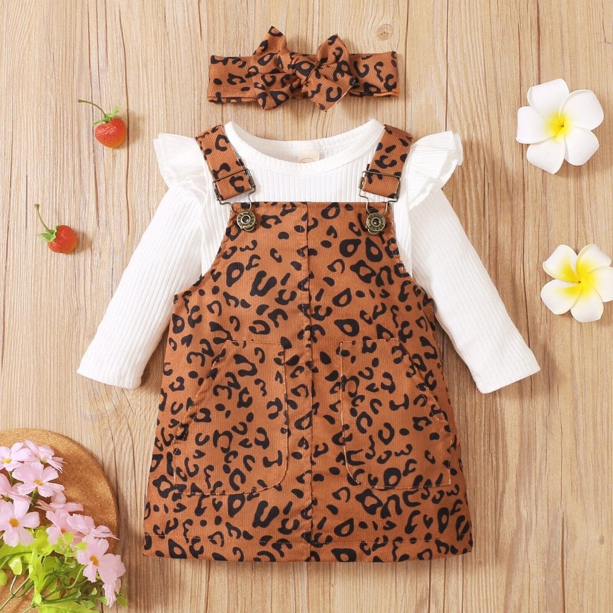 Baby Girl Suspender Skirt Leopard Print - Baby Bubble Store