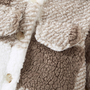 Baby Plaid Fluffy Fleece Long - sleeve Romper - Baby Bubble Store
