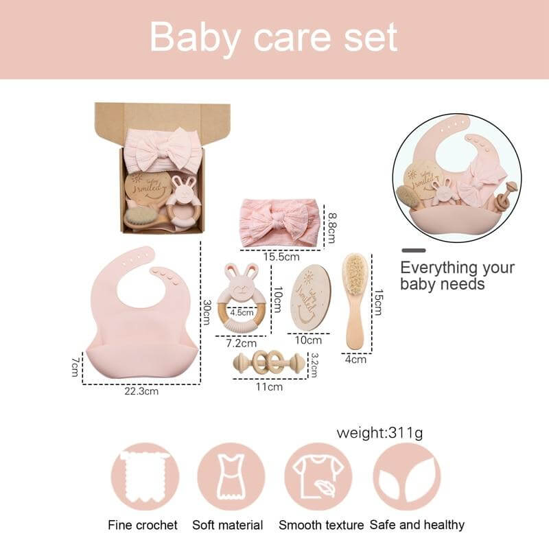 Baby Silicone Bibs Headband Brush Gift Set - Baby Bubble Store