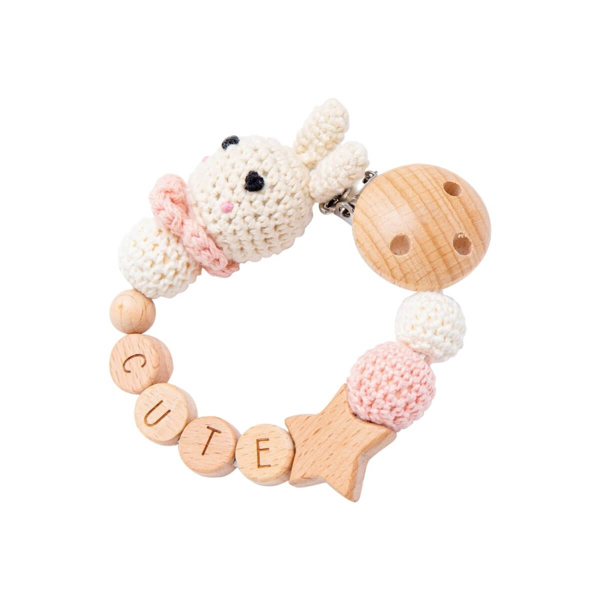 Baby Wood & Crochet Teething Chain - Baby Bubble Store