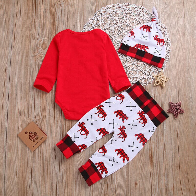 Christmas Letter Romper Pant & Hat - Baby Bubble Store