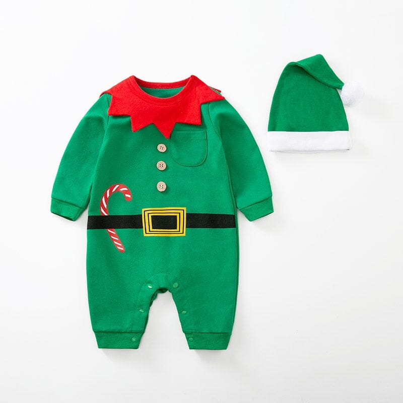 Christmas Long Sleeve Baby Jumpsuit & Hat Set - Baby Bubble Store