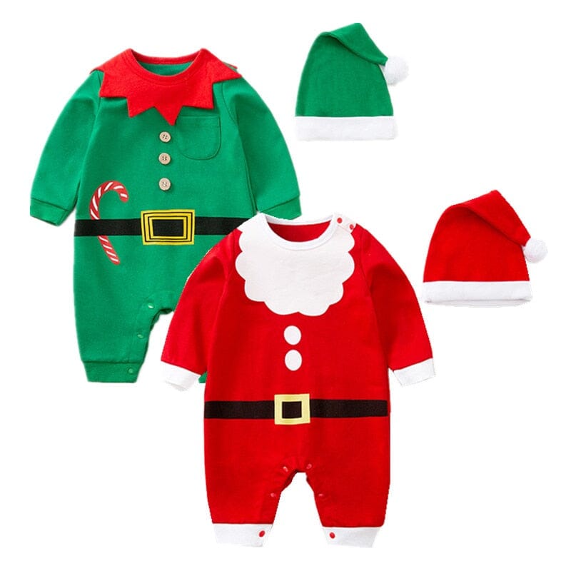 Christmas Long Sleeve Baby Jumpsuit & Hat Set - Baby Bubble Store