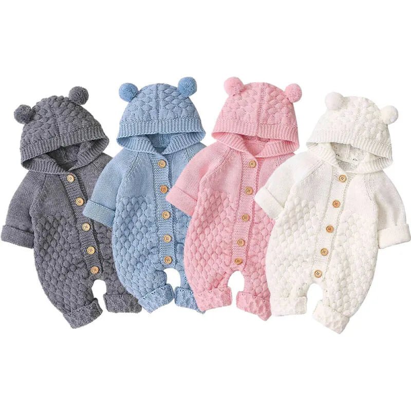 Hooded Wool Warm Cute Jumpsuit - Baby Bubble Store