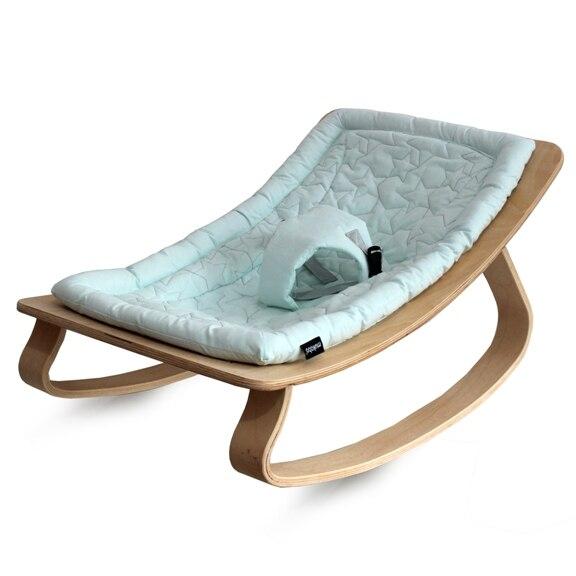 Natural Wooden Organic Cotton Cushion Baby Rocker - Baby Bubble Store