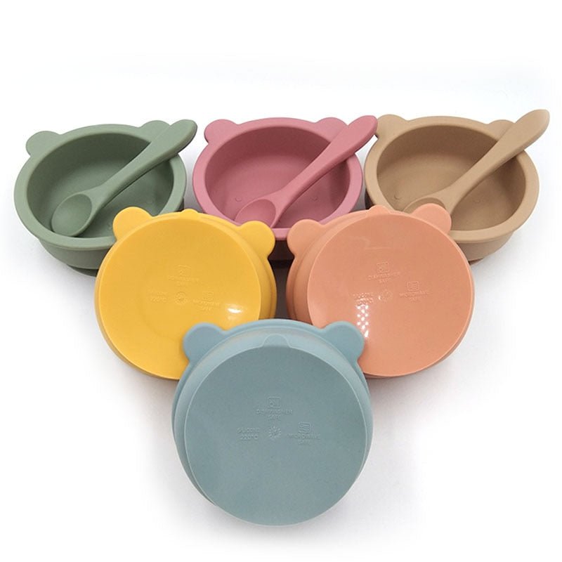 Silicone Baby Feeding Bowl With Spoon - Baby Bubble Store