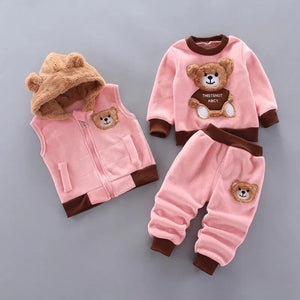 Thick Fleece Cartoon Bear Jacket Vest Pants - Baby Bubble Store