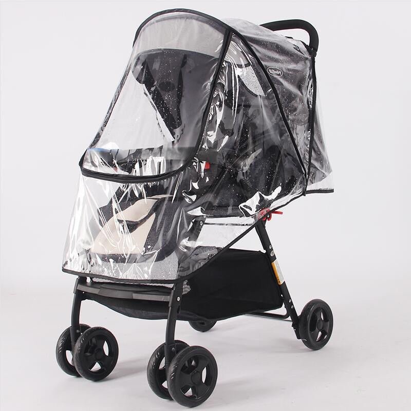 Big Waterproof Rain Cover Transparent Wind Dust Shield Zipper for Baby Strollers Pushchairs Raincoat