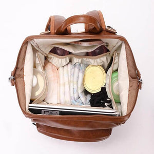 Vegan Leather Diaper Bag Backpack - Baby Bubble Store