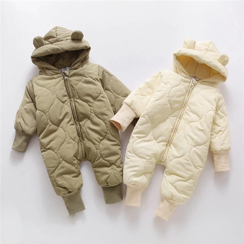 Winter Baby Fur Lining Bear Rompers - Baby Bubble Store