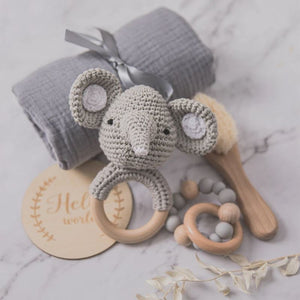 Wooden Rattles Cotton Blanket Baby Gift Set - Baby Bubble Store