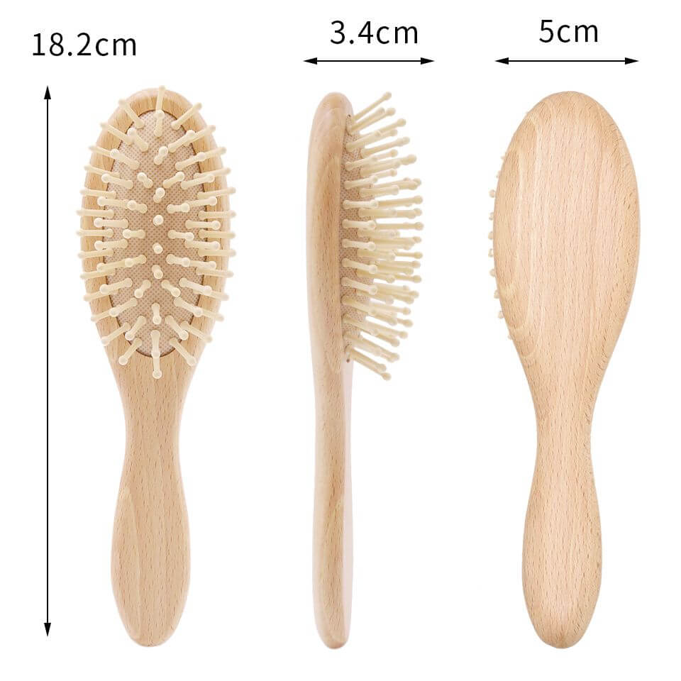 Baby Natural Wooden Baby Soft Wool Hair Brush Head Comb